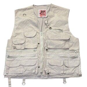 Fly Fishing Vest Mens Size 52 Khaki Zip Pocket Hunting Isla De Piedra Italy